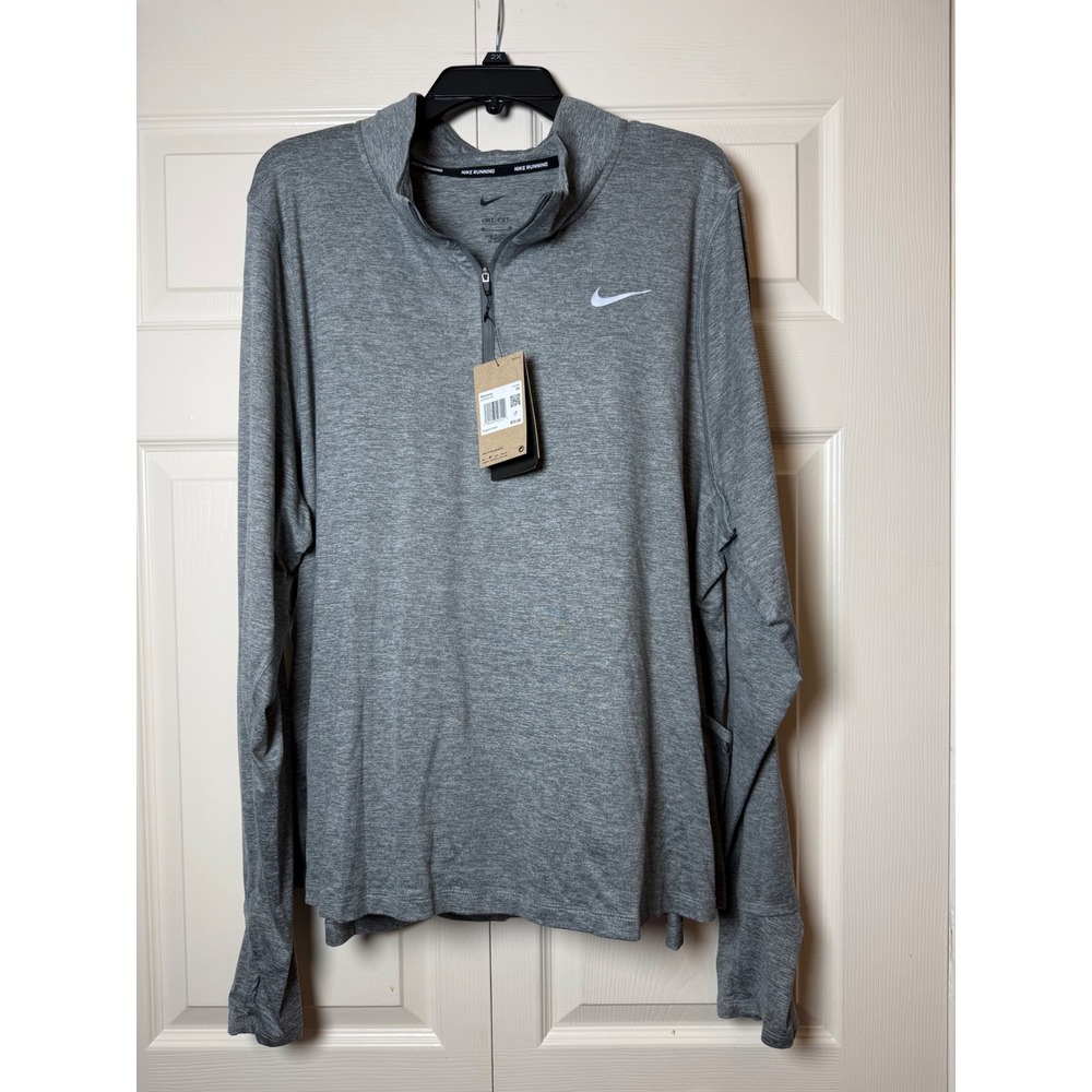 Nike Women's Gray Pullover Running 1/4 Zip Plus Size Gym Workout Dri-Fit